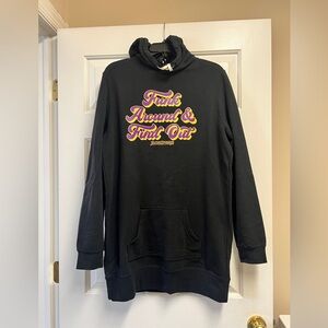 Black oversized hoodie dress with Funky Graphic